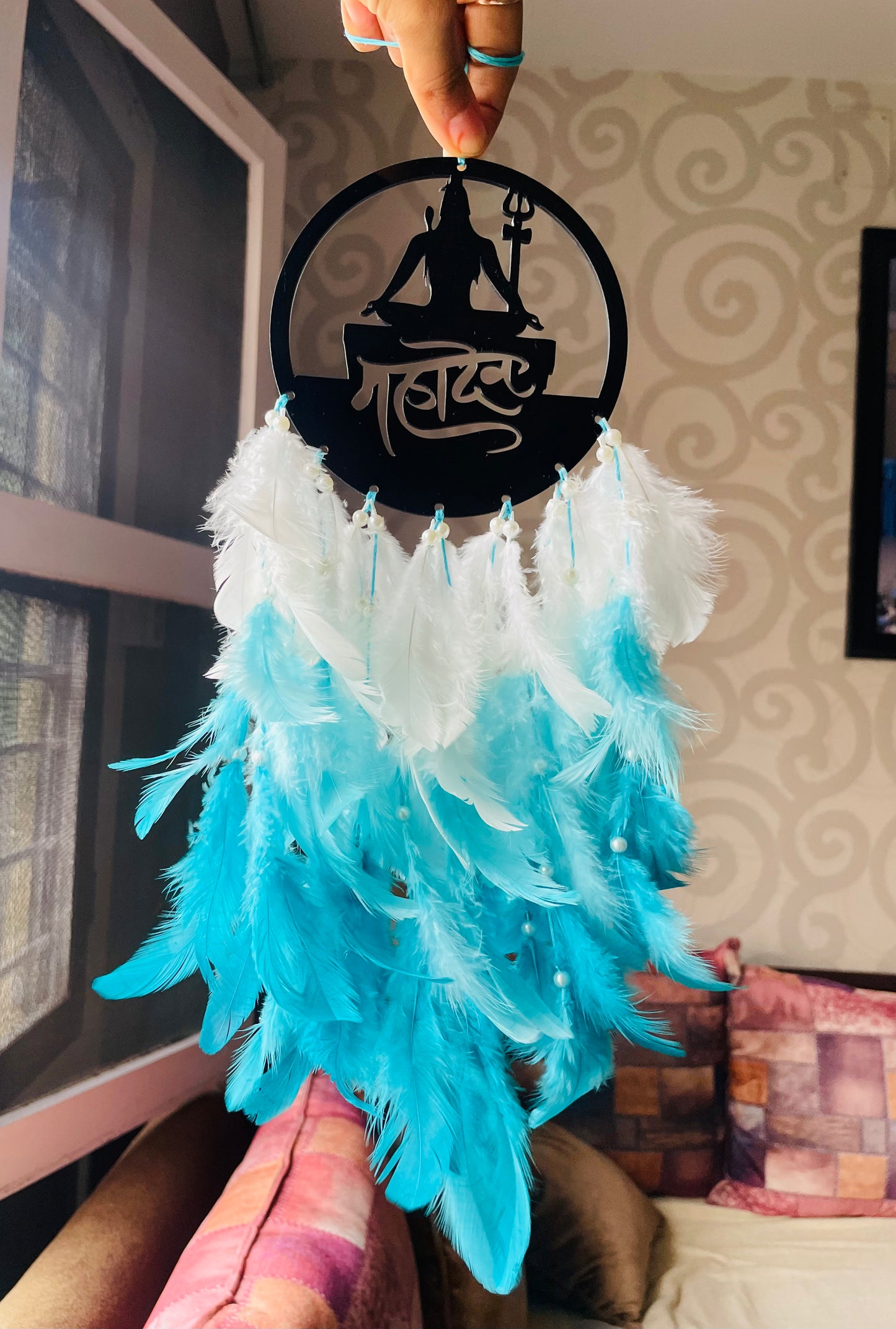 Mahadev Shiva Acrylic Dreamcatcher - Teal By Tanvi