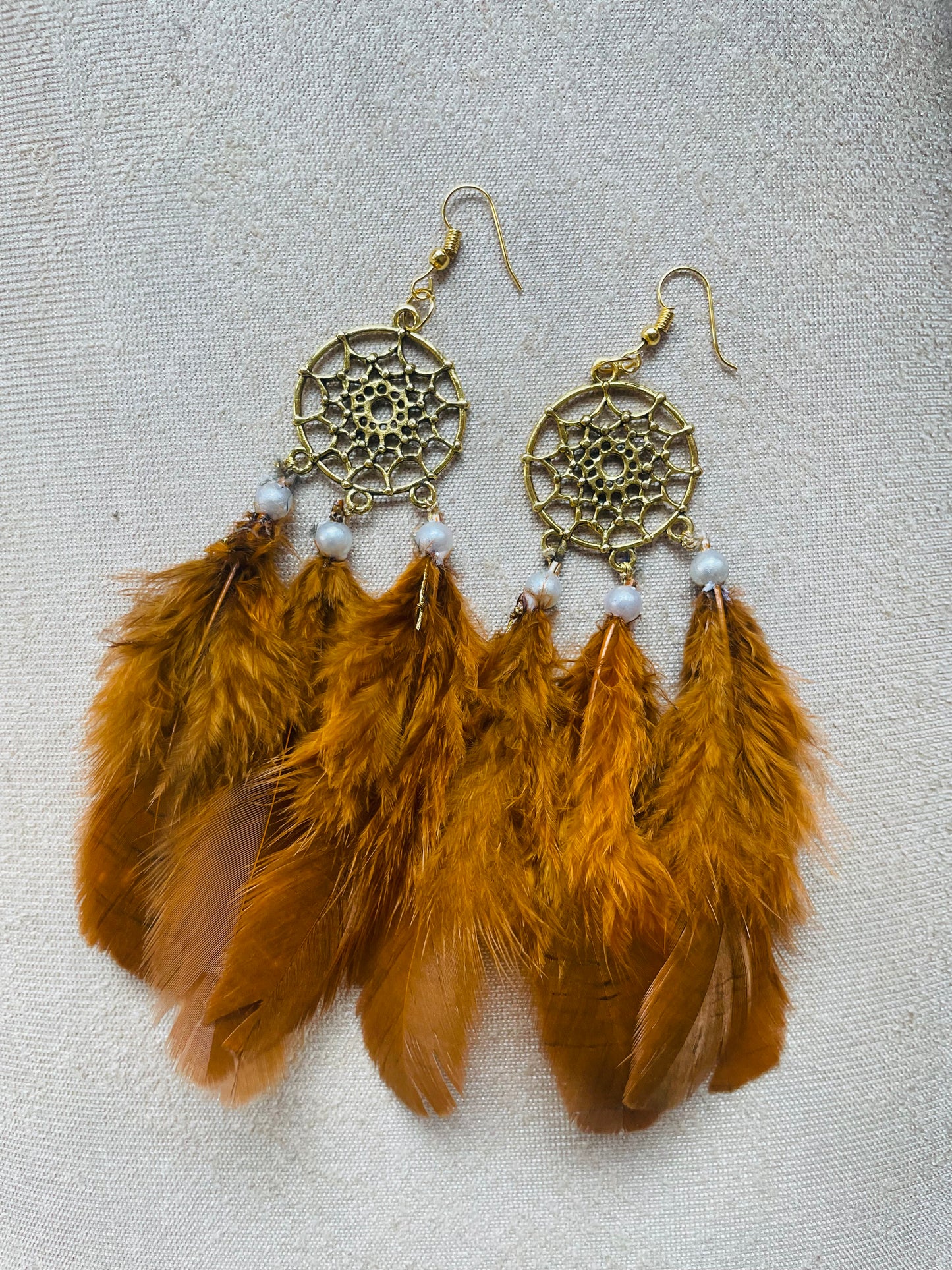 Brown Bohemian Dreamcatcher Earrings - Teal By Tanvi
