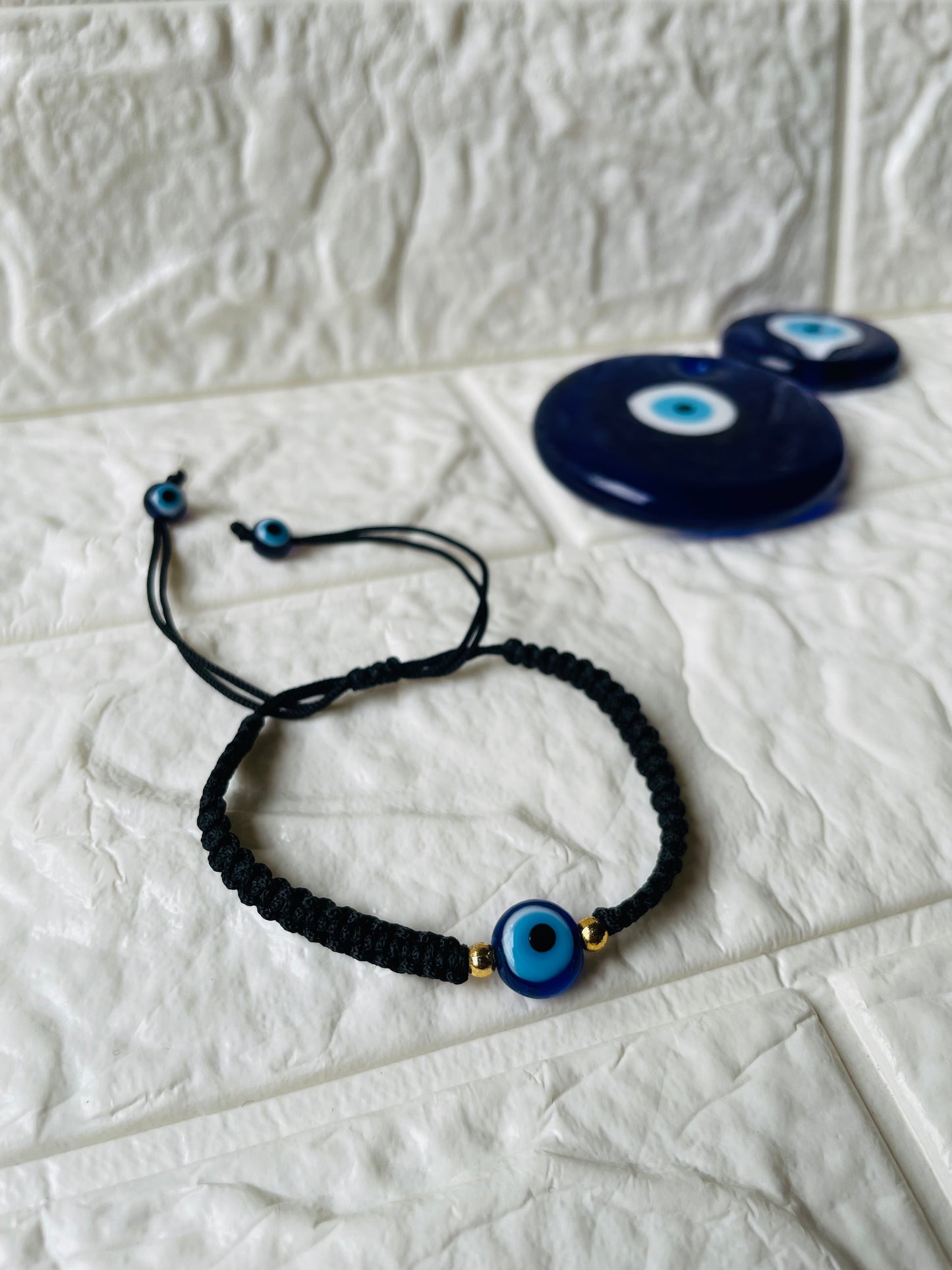 Evil Eye braided bracelet - Black - Teal By Tanvi