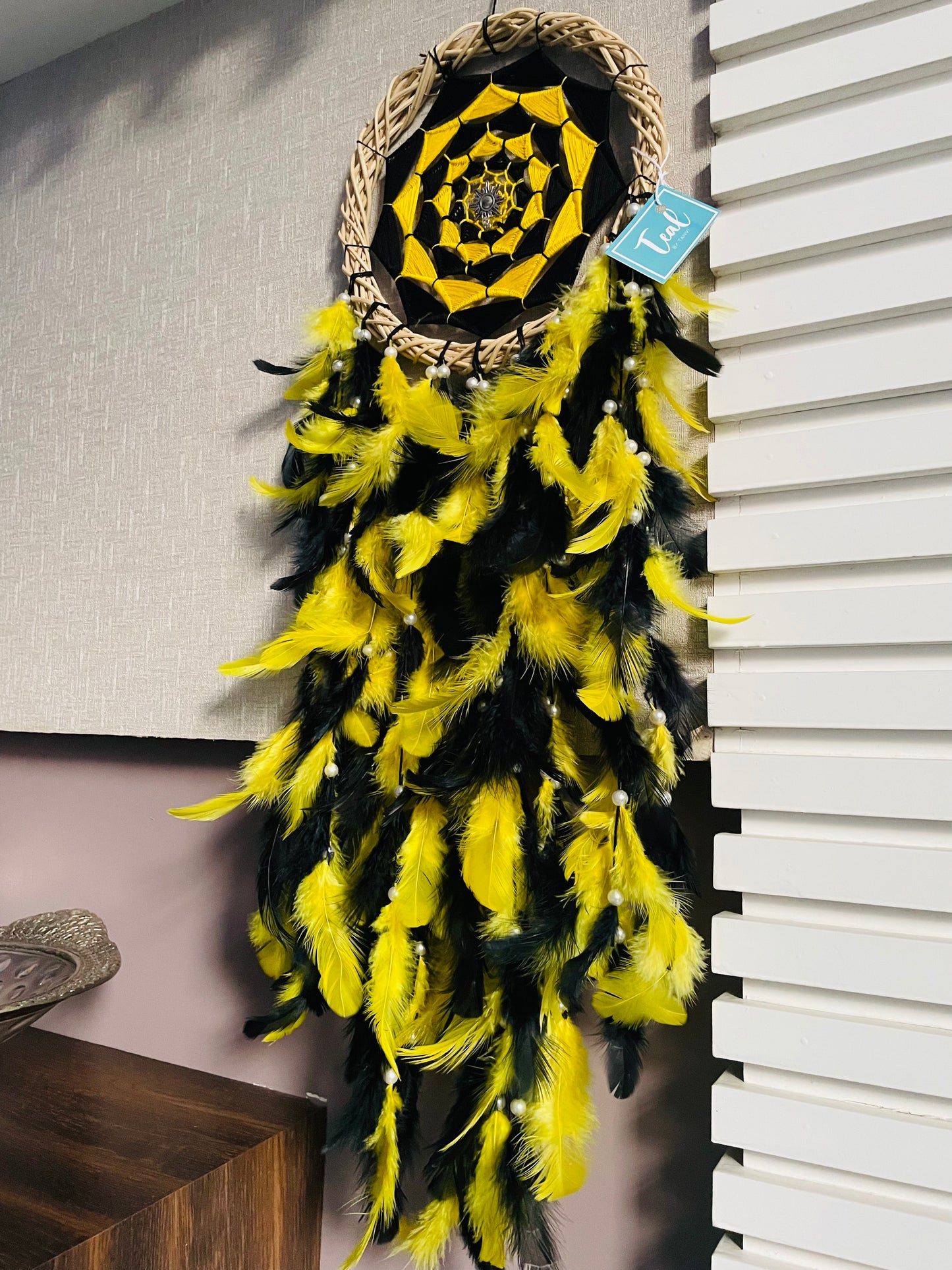 Yellow Black Dreamcatcher - Teal By Tanvi