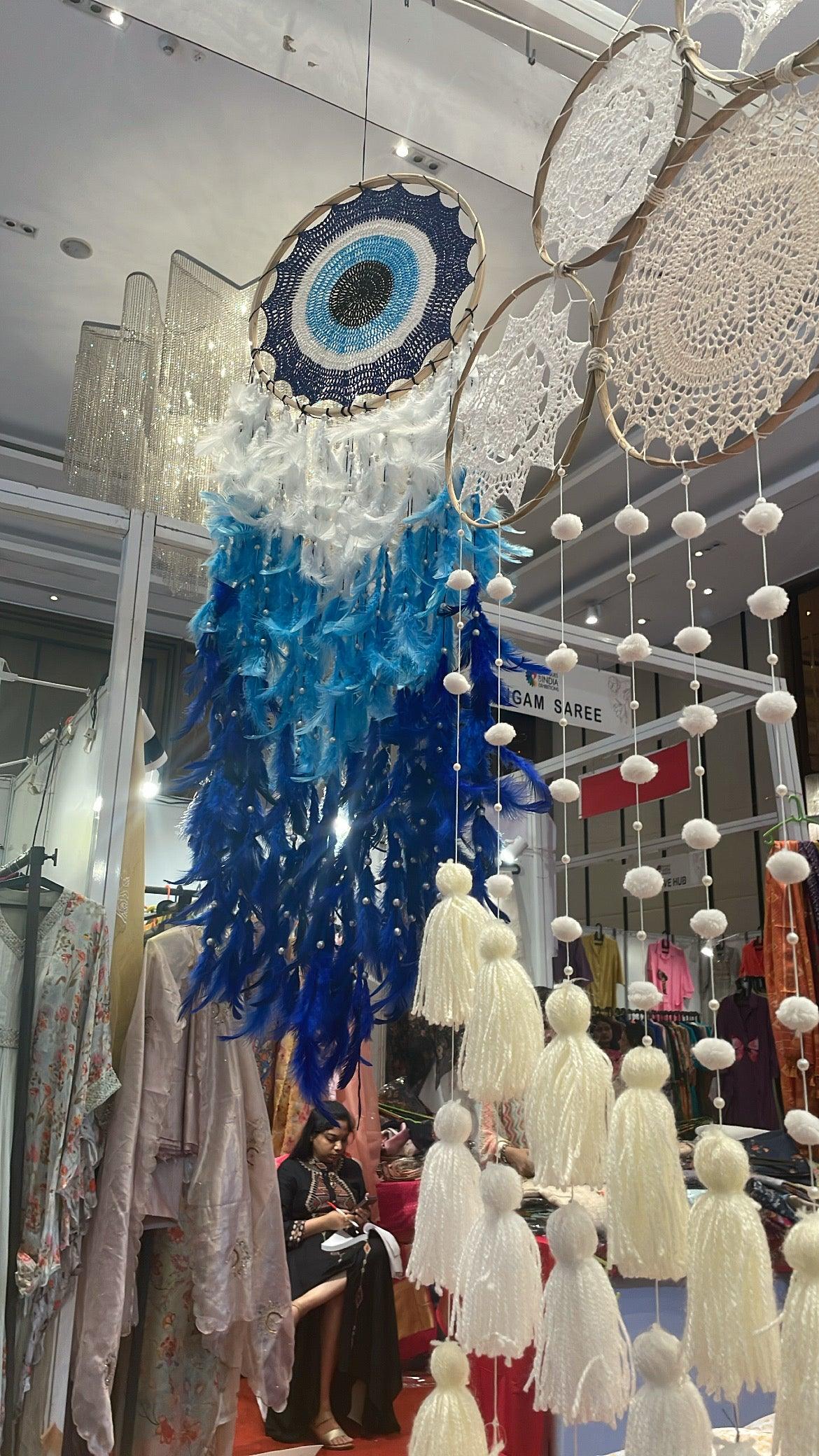 Giant Evil Eye Crochet Dreamcatcher - Teal By Tanvi