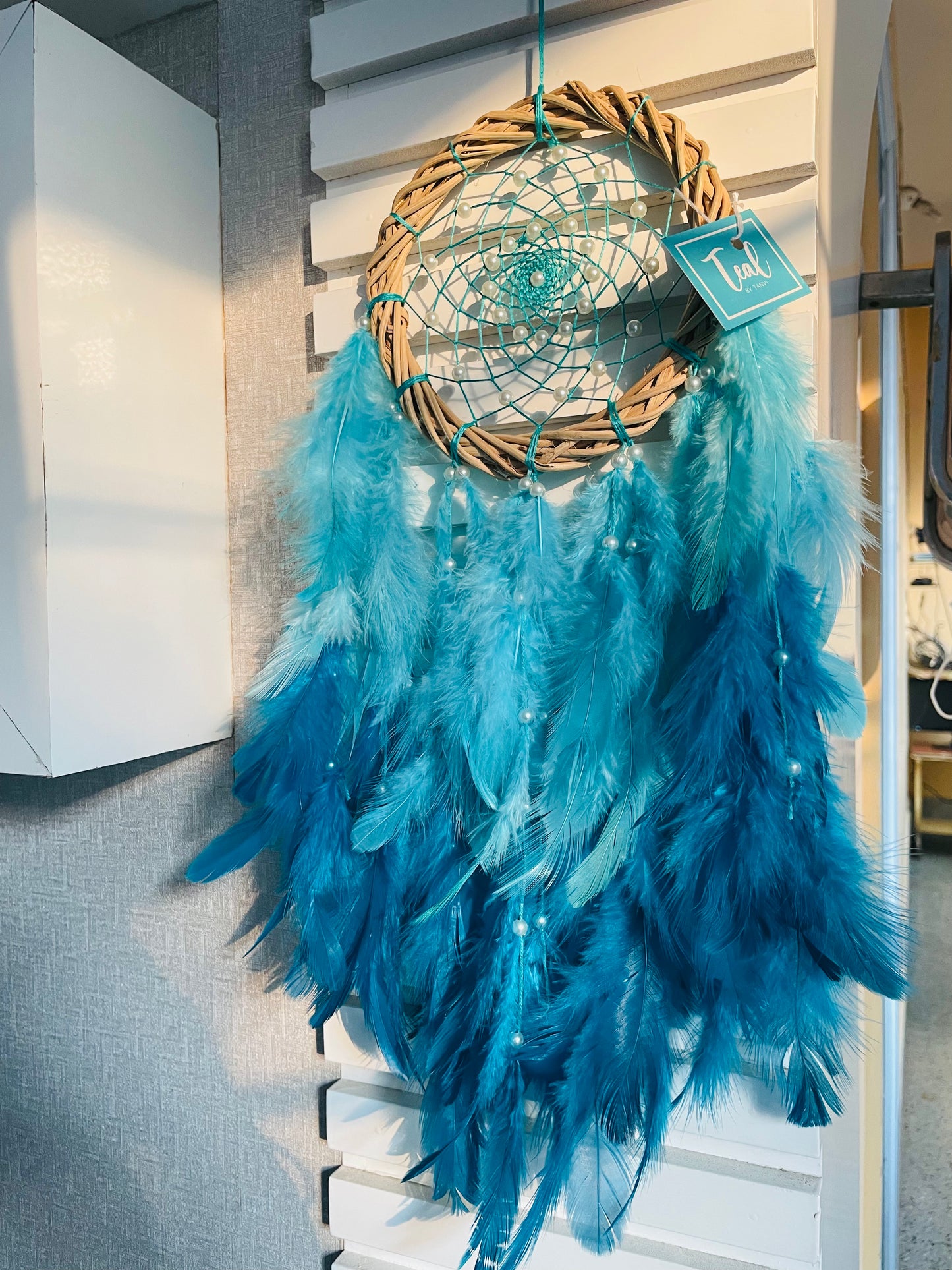 Medium Wall Hanging Dreamcatcher - Teal By Tanvi