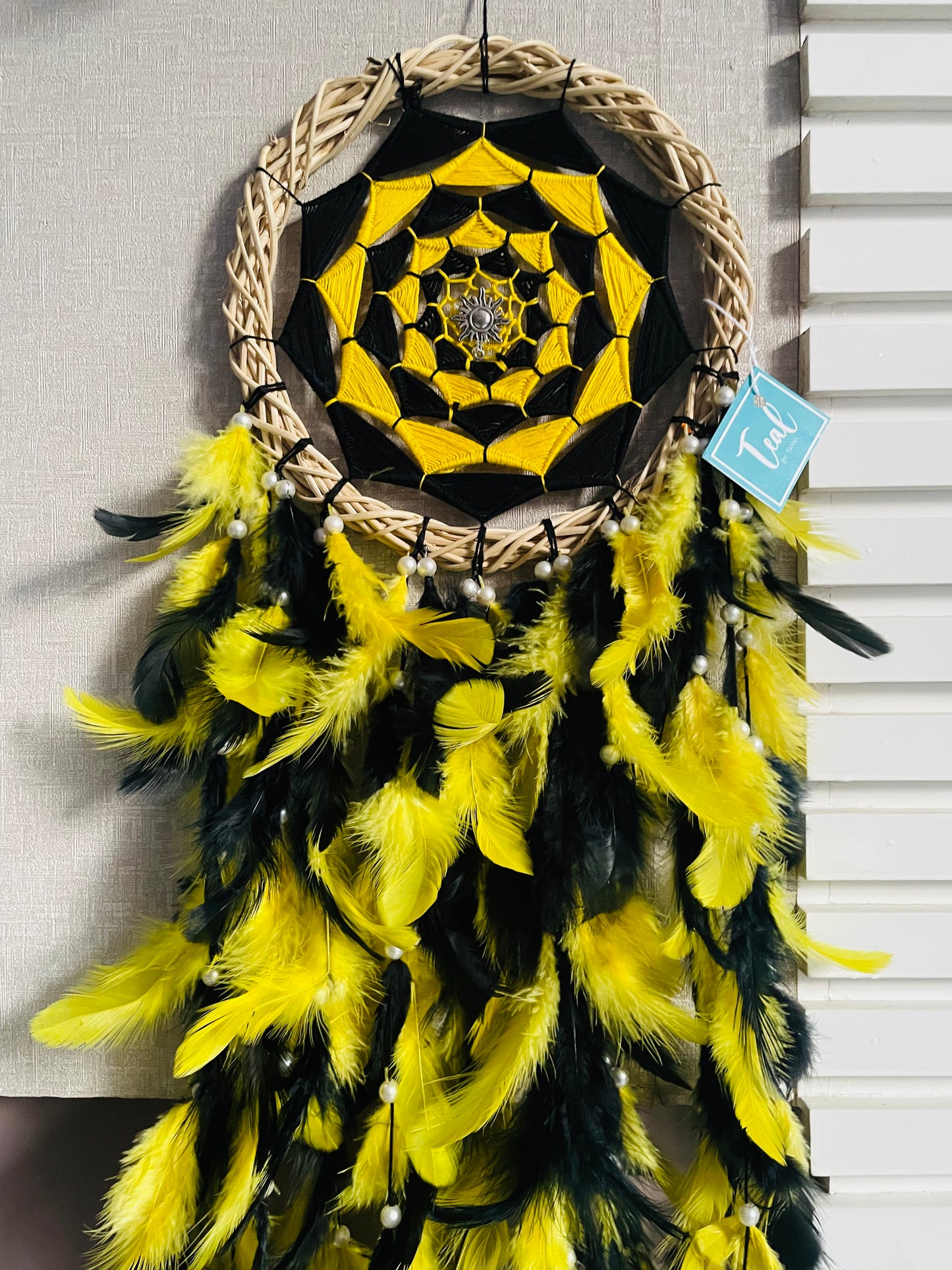 Yellow Black Dreamcatcher - Teal By Tanvi