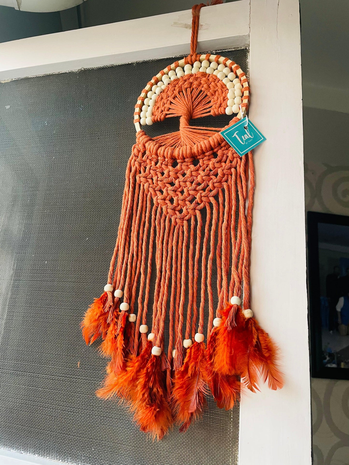 Rusty Orange Macrame Tree of Life - Teal By Tanvi