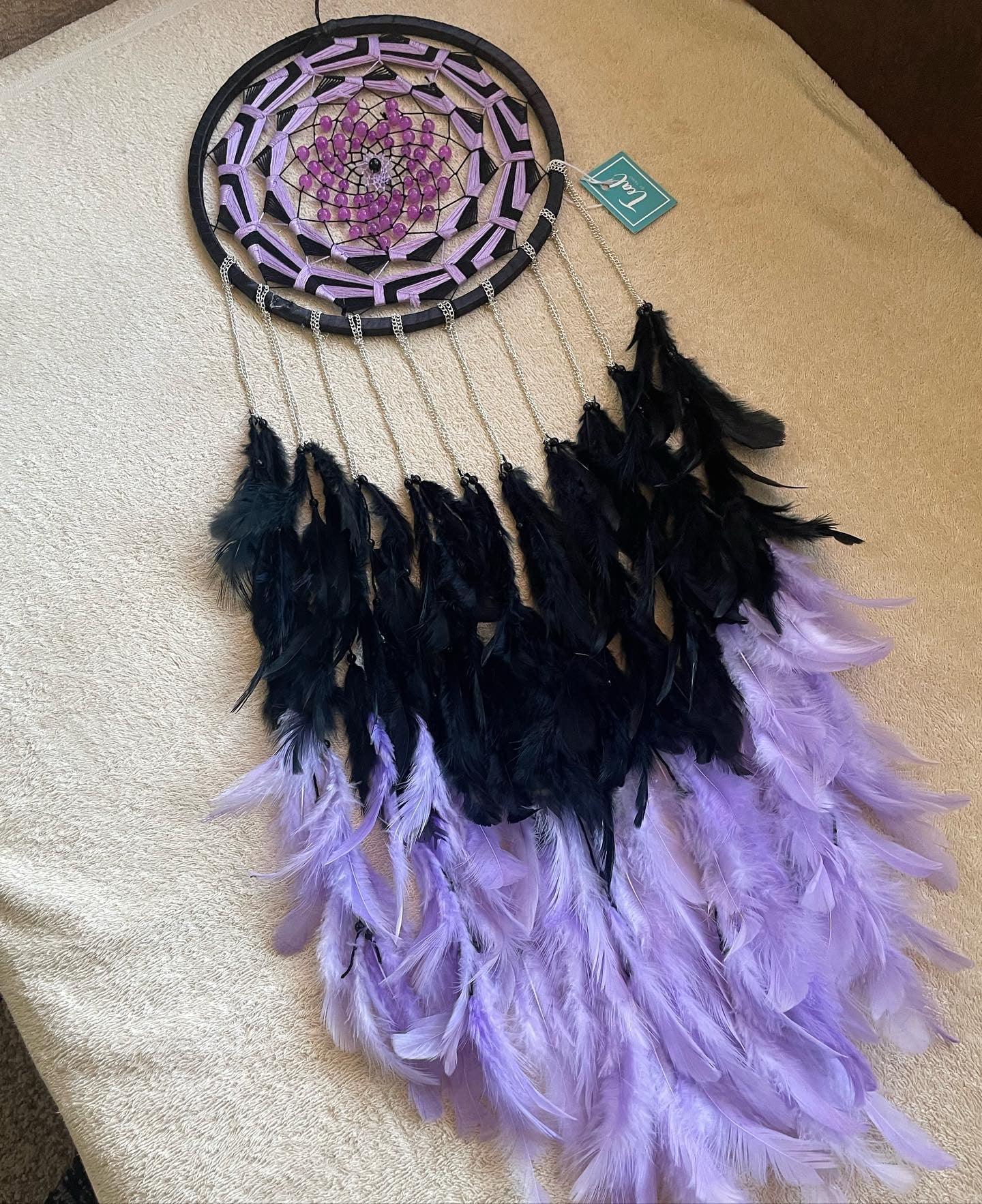 Black Lavender Dreamcatcher with Metal chains - Teal By Tanvi