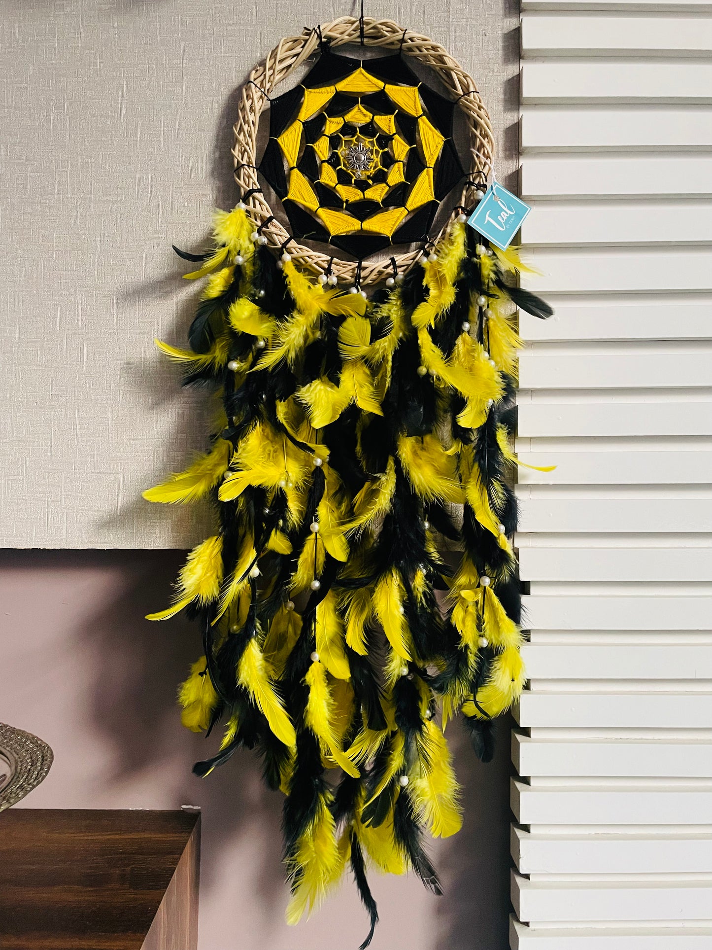 Yellow Black Dreamcatcher - Teal By Tanvi