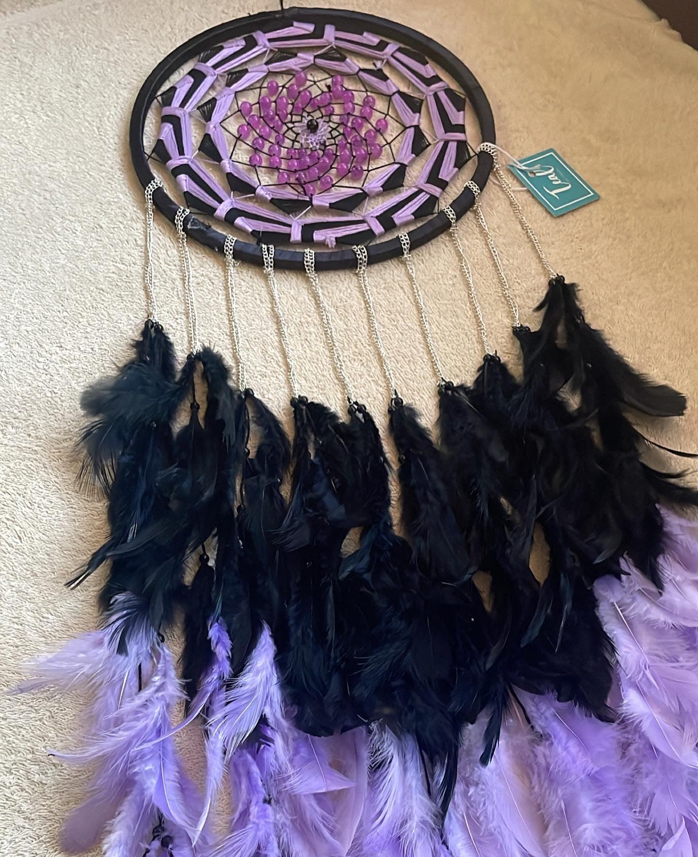 Black Lavender Dreamcatcher with Metal chains - Teal By Tanvi