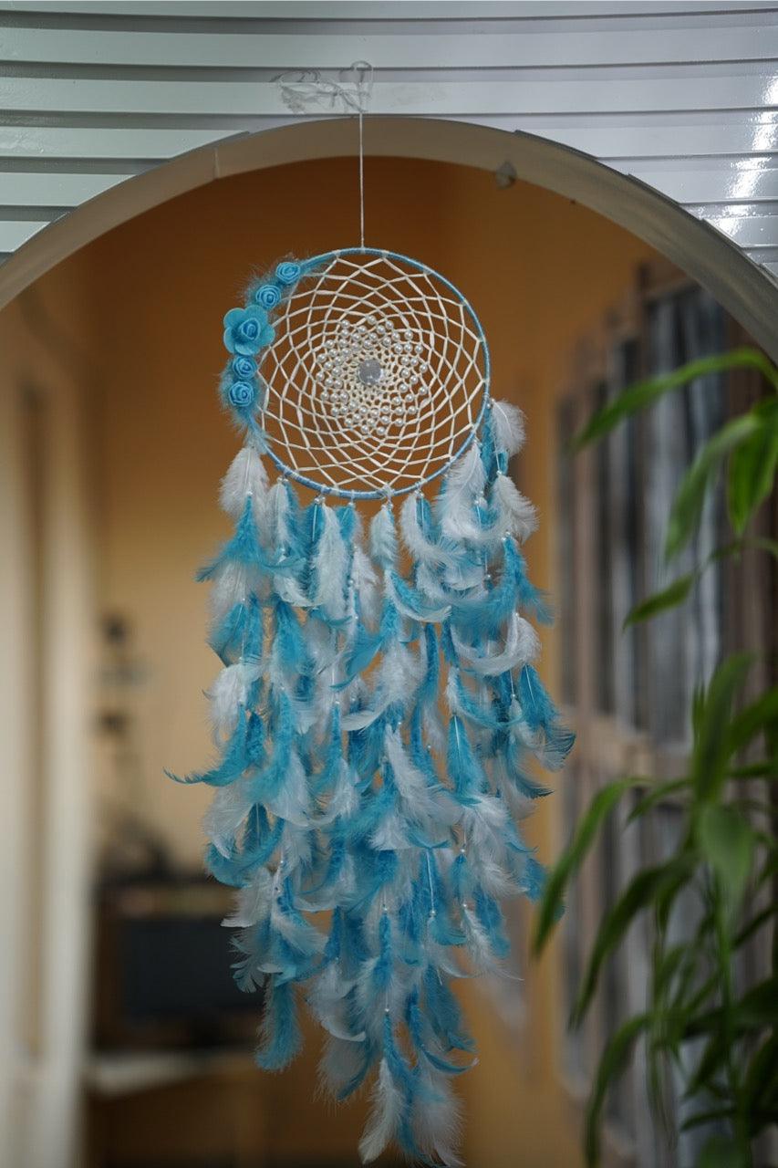 Sky Blue and White Dreamcatcher - Teal By Tanvi