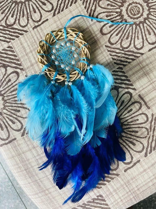Blue Mini Car Hanging Dreamcatcher - Teal By Tanvi