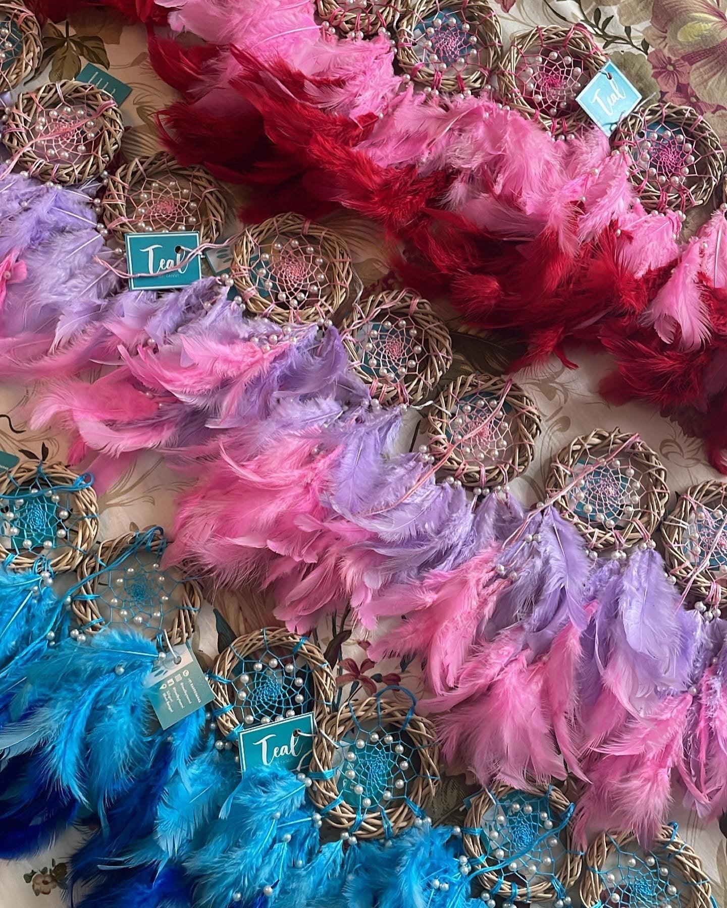 Lavender Pink Mini Car Hanging Dreamcatcher - Teal By Tanvi