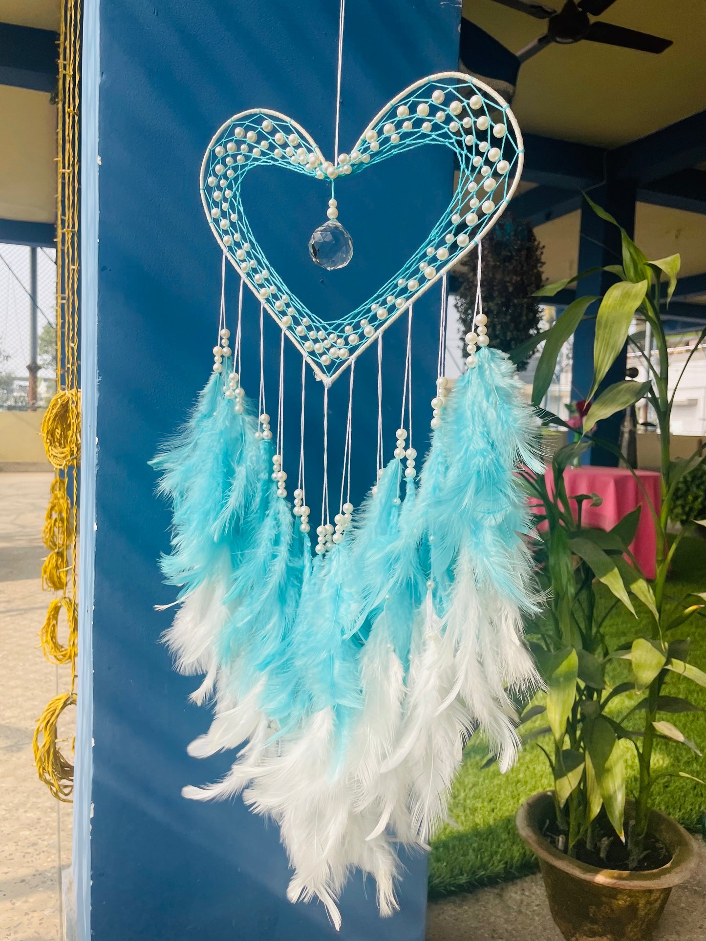 Crystal Heart Dreamcatcher - Sea Green - Teal By Tanvi