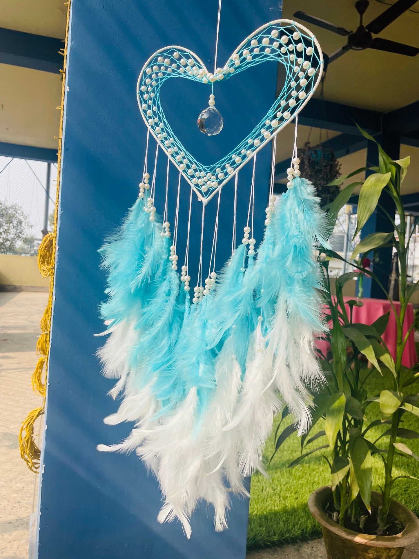 Crystal Heart Dreamcatcher - Sea Green - Teal By Tanvi