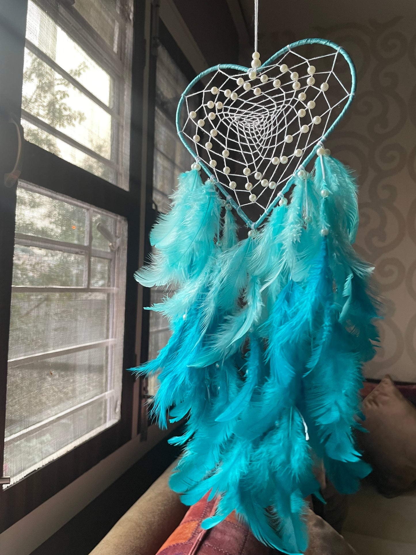 Medium Heart Dreamcatcher - Sea Green - Teal By Tanvi
