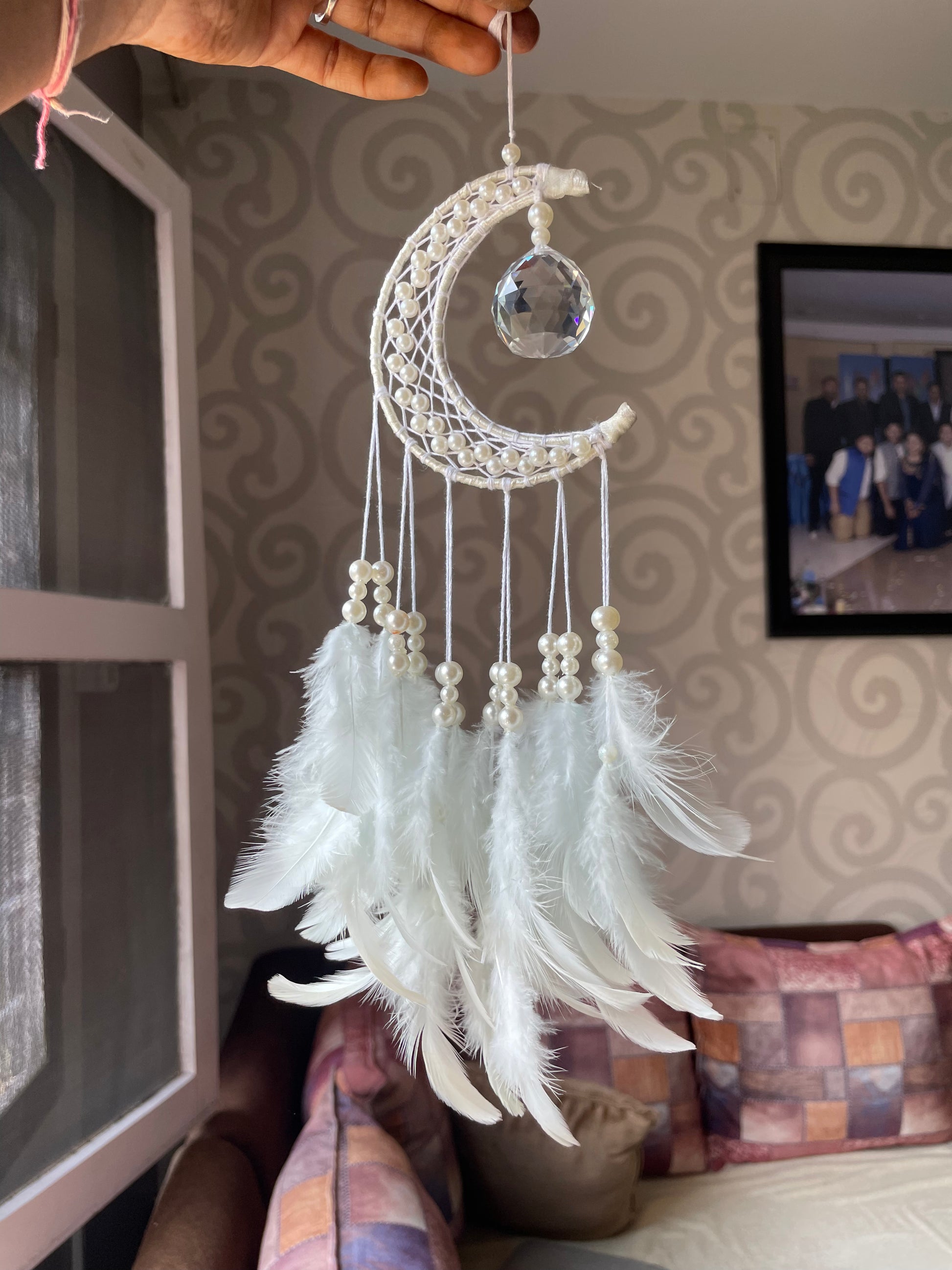 Pearl Mooncatcher White Medium - Desk Decor/Wall Hanging - Teal By Tanvi