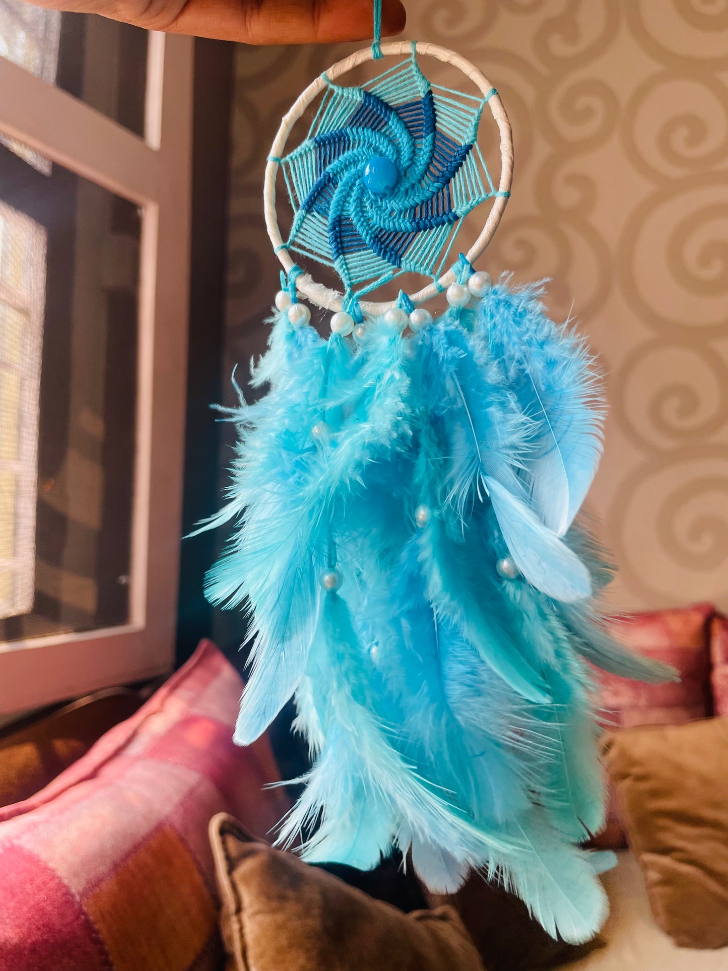 Shades of Blue Car hanging Dreamcatcher - Teal By Tanvi