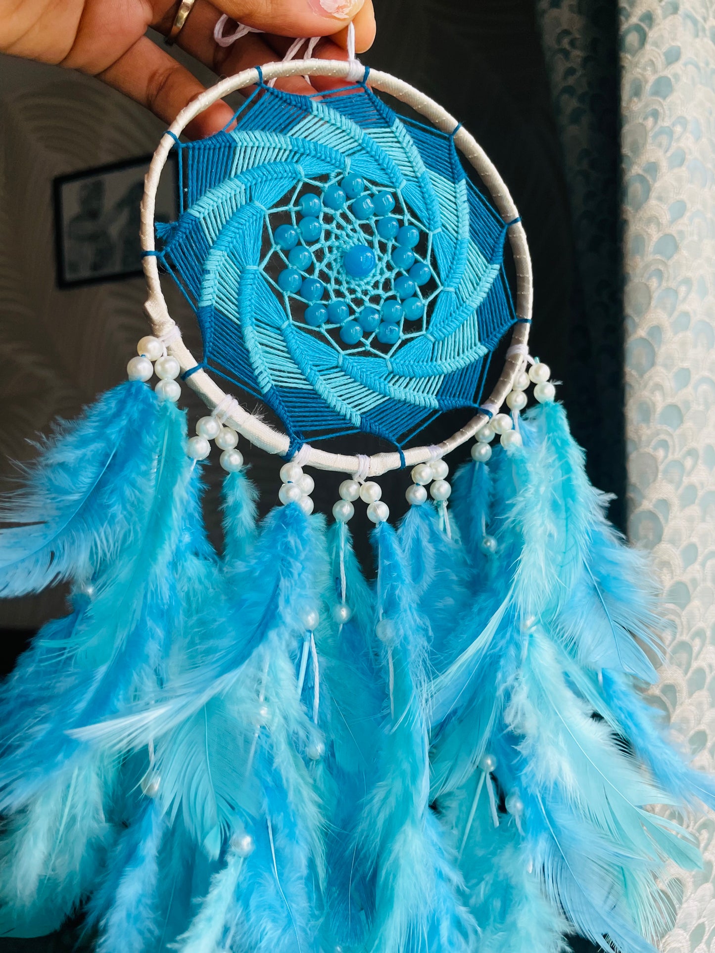 Shades of Blue Medium Dreamcatcher - Teal By Tanvi