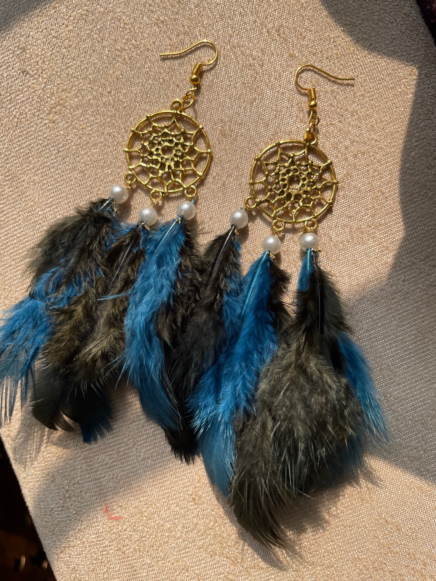 Royal Blue and Black Bohemian Dreamcatcher Earrings - Teal By Tanvi