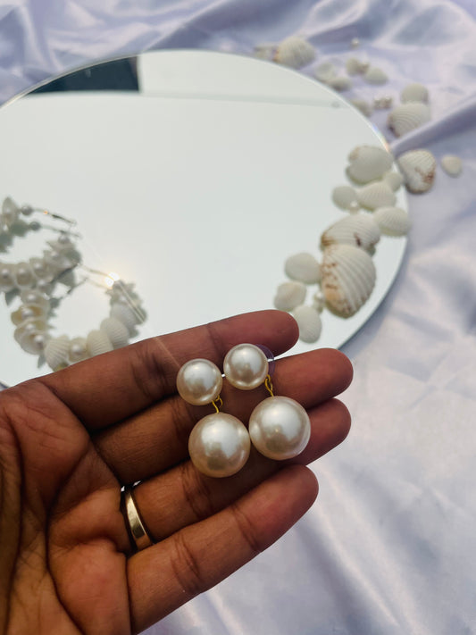 Pearl Drop Imitation Danglers/Earrings - Teal By Tanvi