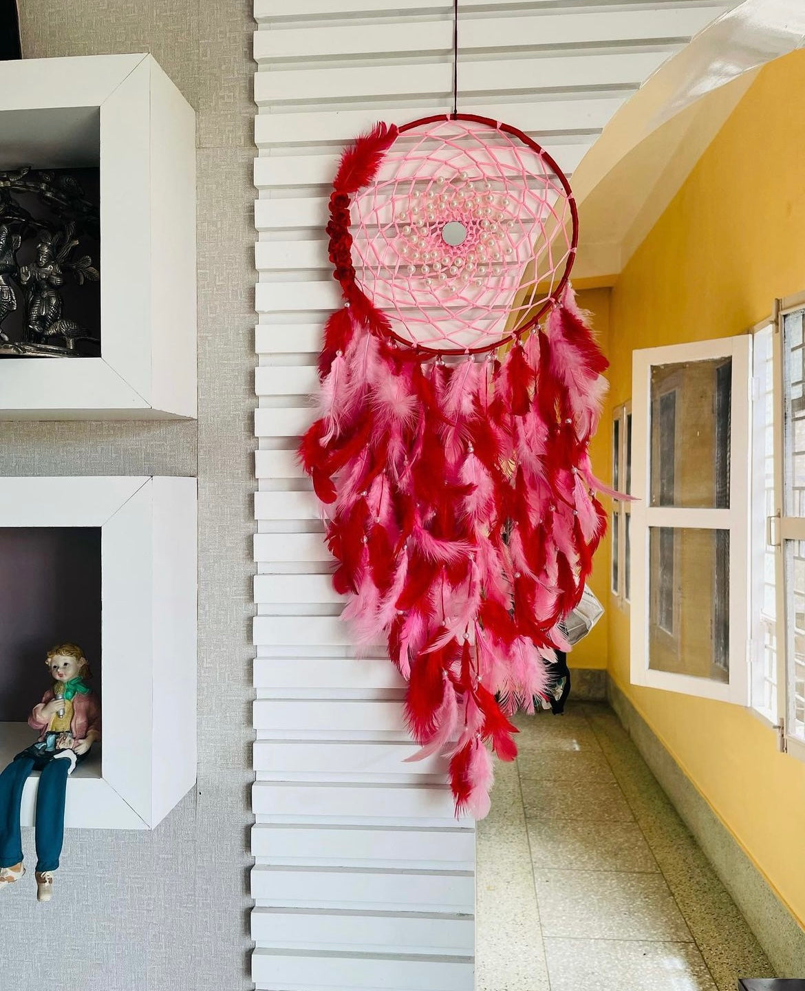 Baby Pink and Red Dreamcatcher - Teal By Tanvi