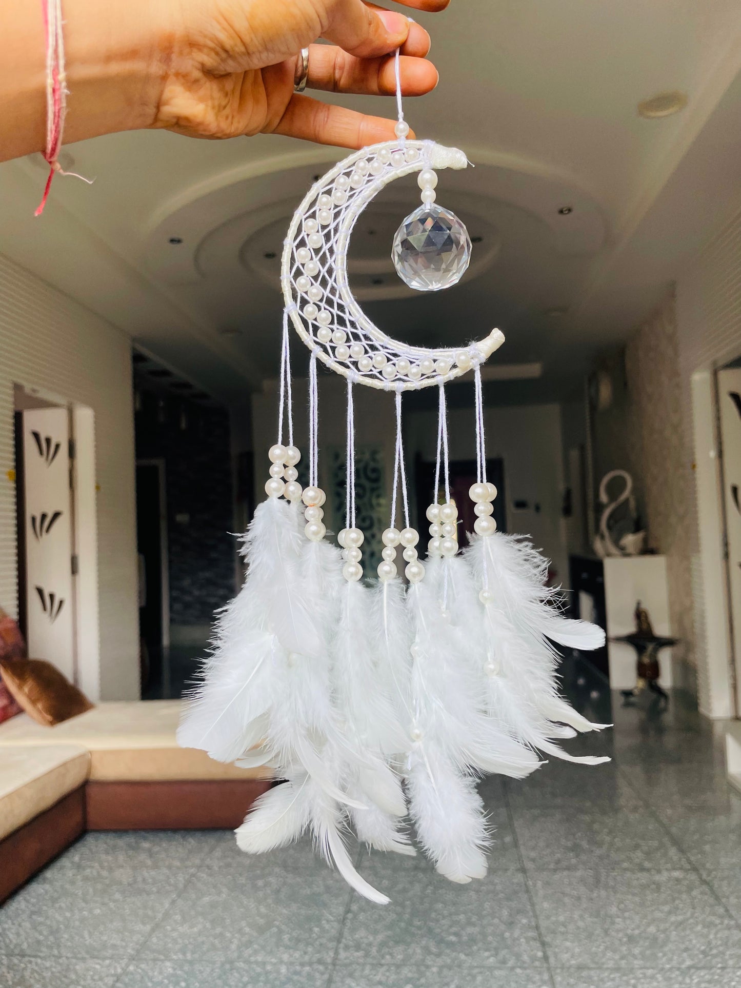 Pearl Mooncatcher White Medium - Desk Decor/Wall Hanging - Teal By Tanvi