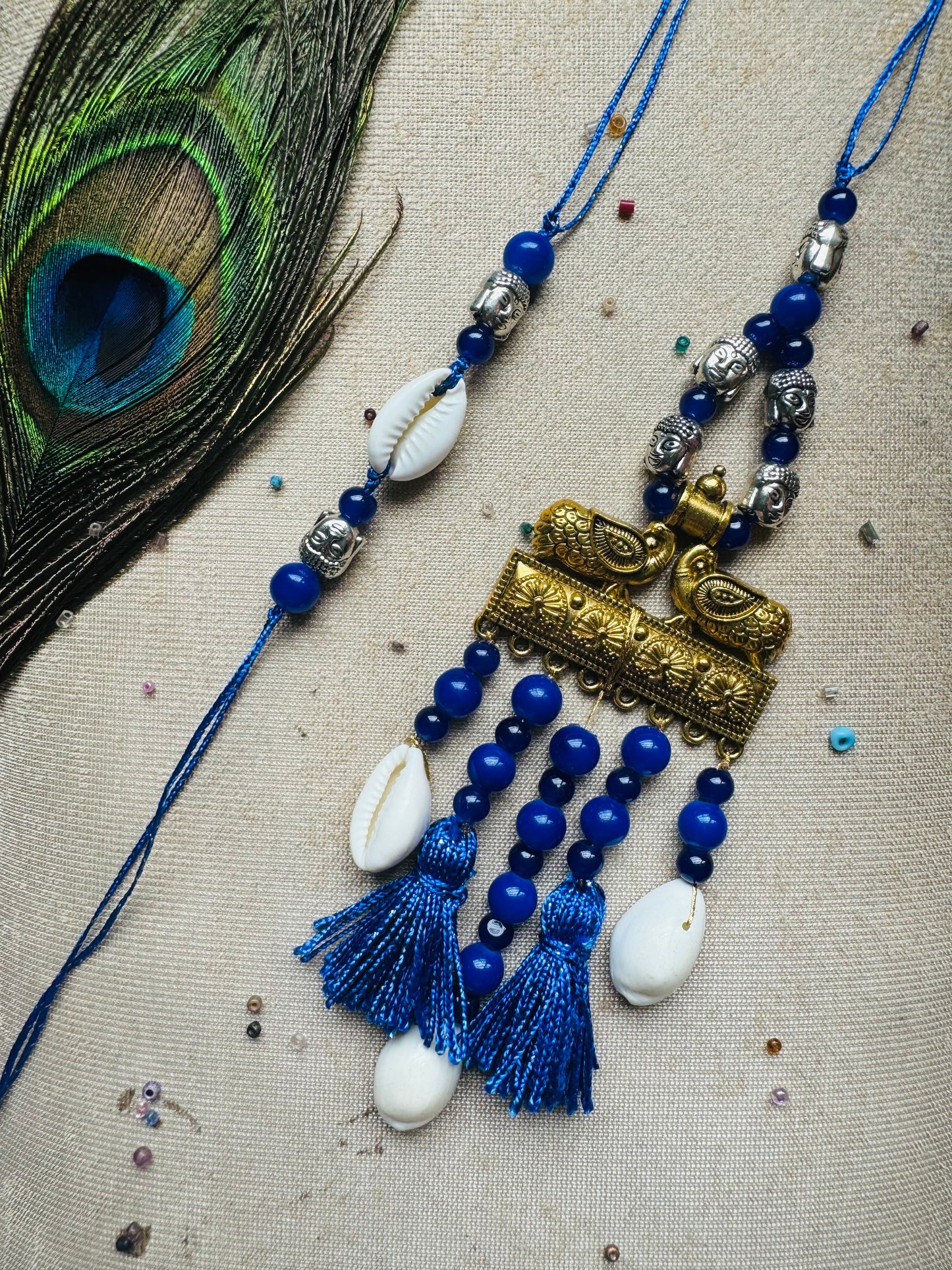 Blue Couple Rakhi and Lumba Set (Bhaiya Bhabhi Rakhi Set)