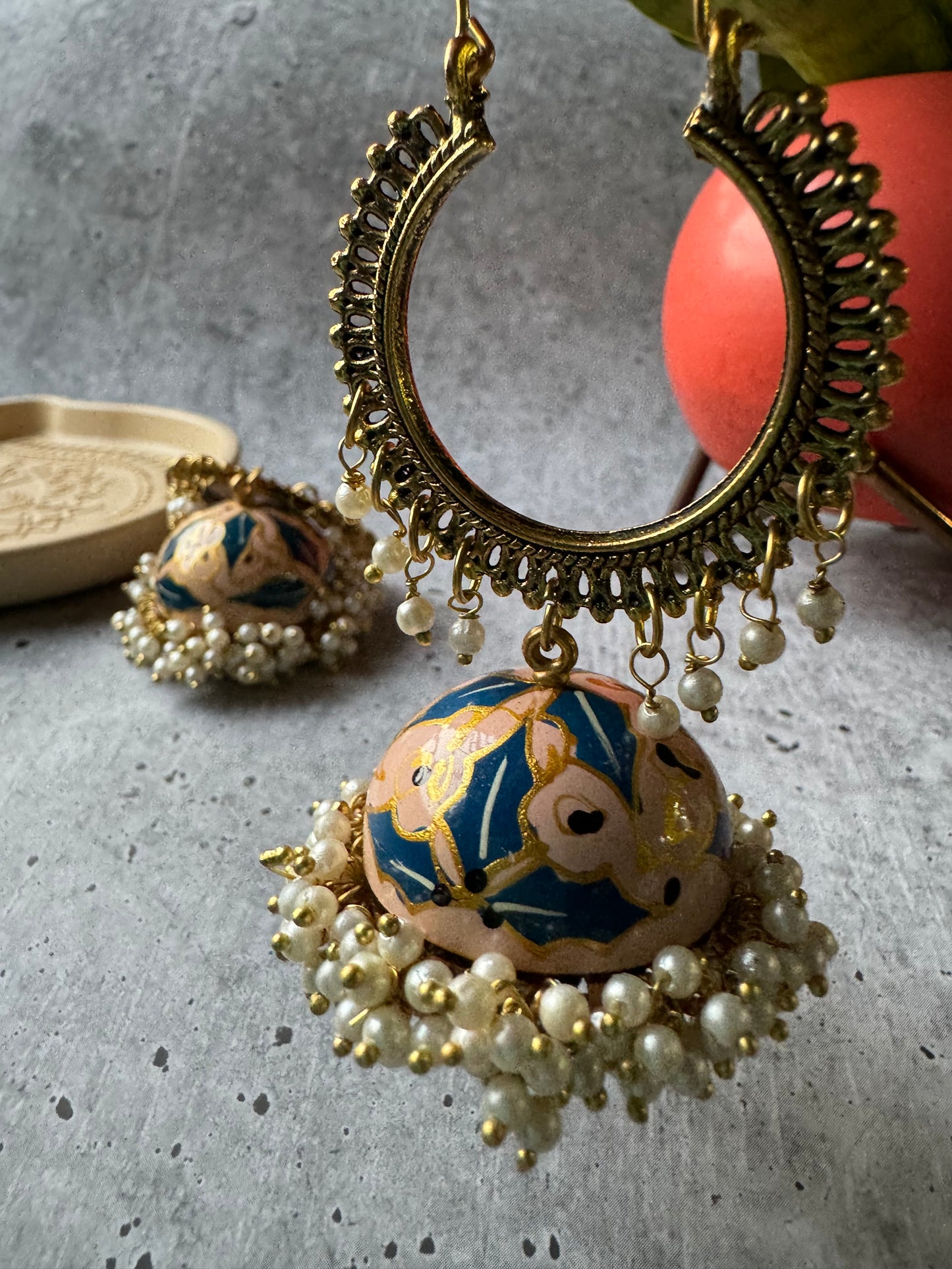 Premium Quality Imitation Meenakari Pearl Jhumki Earrings