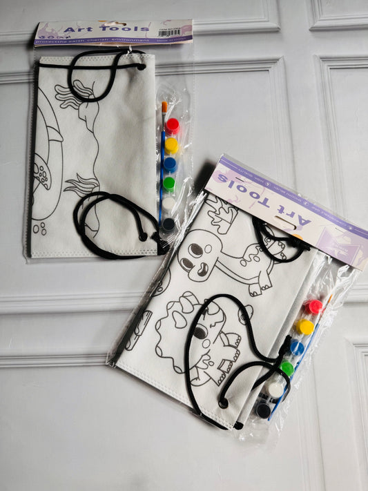 DIY Color-Your-Own Drawstring Bags for Kids | Craft Kit | Washable and Reusable
