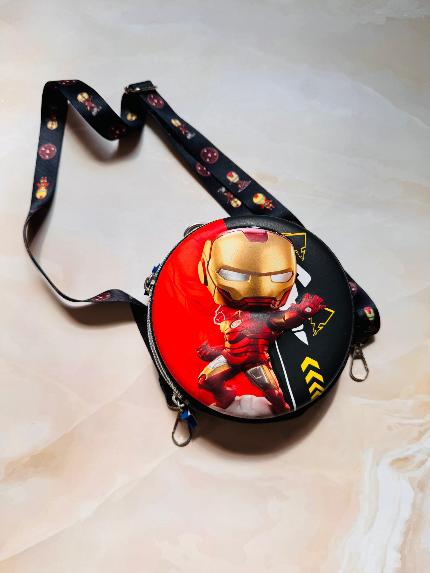 Round Sling Bag | Kids Round Bag | Space Rocket, Iron Man