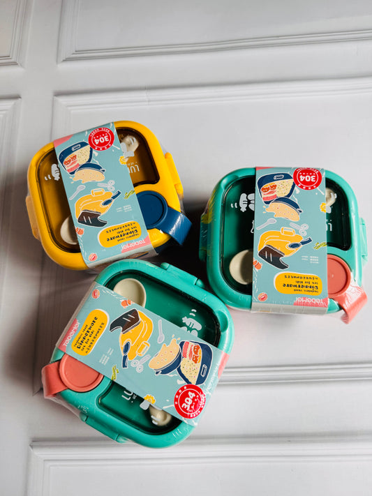 TEDDEMEI 3-Layer Insulated Lunch Box with Spoon & Food Scissors