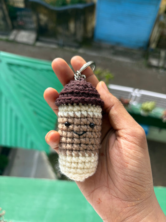Cute Coffee Cup Crochet Keychain