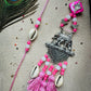 German Silver Pink Couple Rakhi and Lumba Set (Bhaiya Bhabhi Rakhi Set)