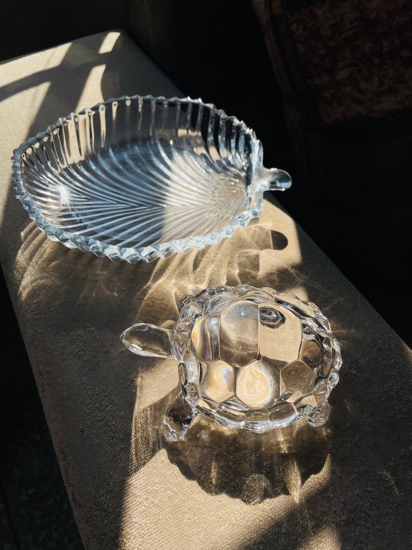Feng Shui Glass Crystal Tortoise with Plate - Large