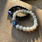 Black and white bead evil eye couple bracelet - Set of 2