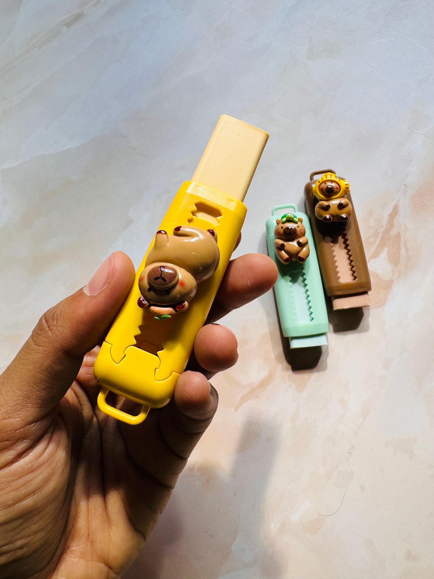 Cute Bear-Themed Sliding Erasers | Capybara Erasers