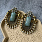 Premium Quality German Silver Golden Blue Stone Work Designer Earring