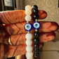 Black and white bead evil eye couple bracelet - Set of 2