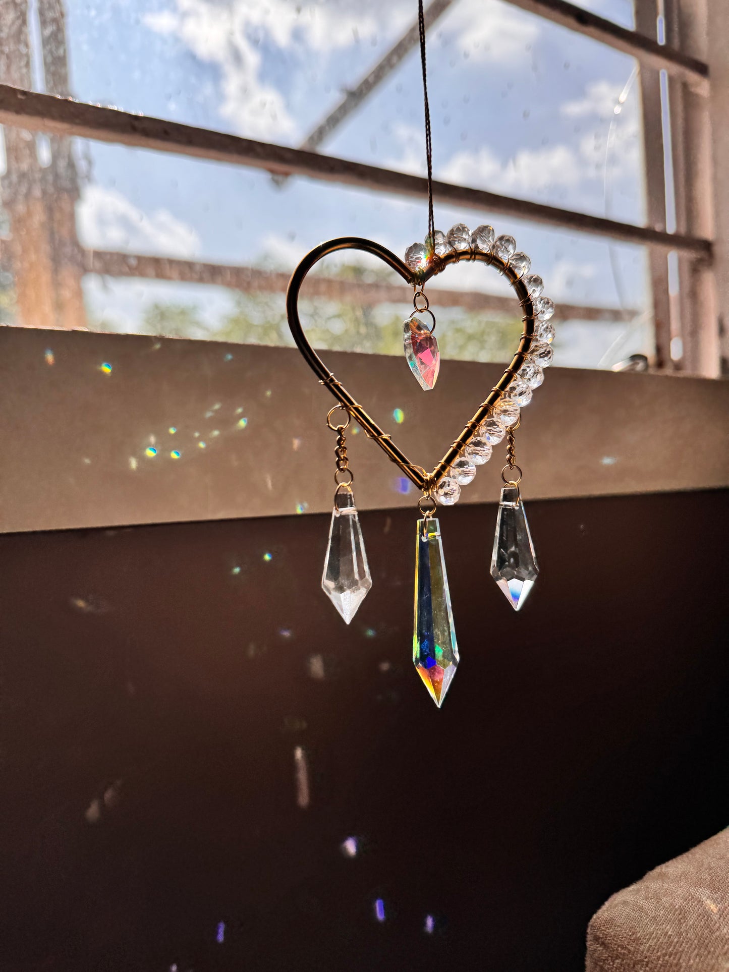 Heart Crystal Suncatcher with AB Crystals | Rainbow Reflections