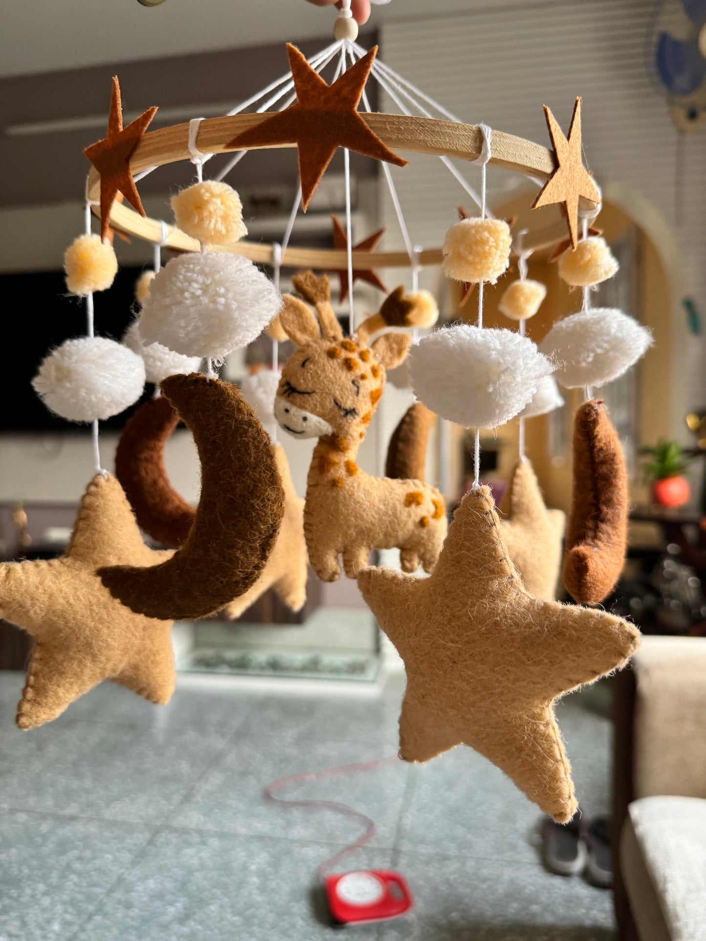 Felt Cot Mobile Hanging Giraffe - Baby/Kids Room Decor