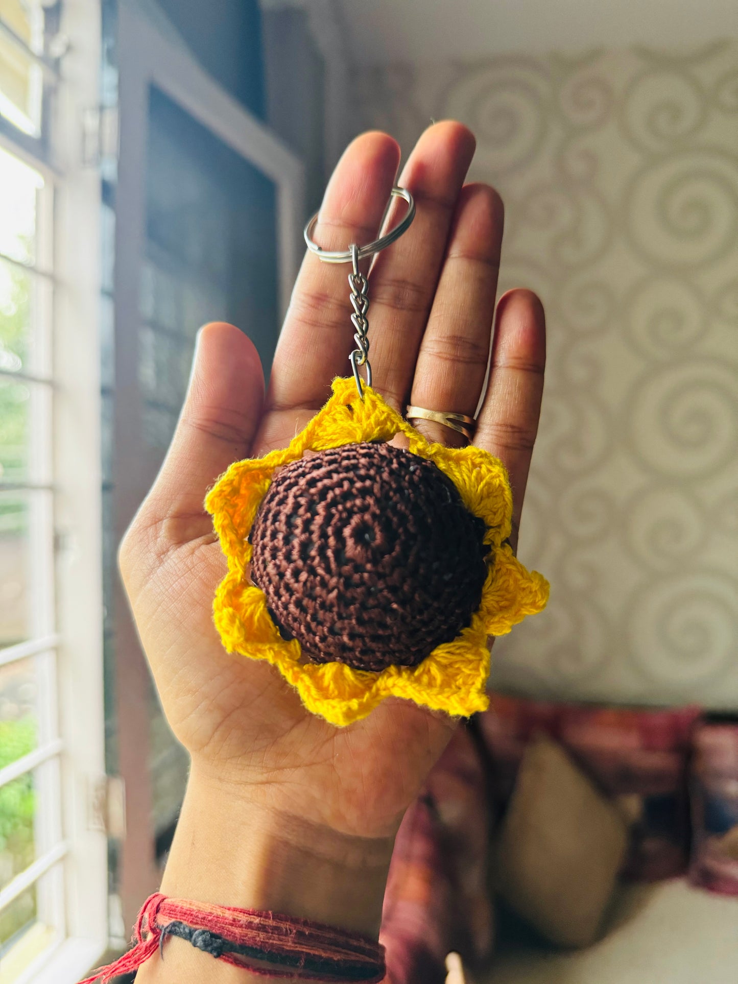 Sunflower Crochet Keychain