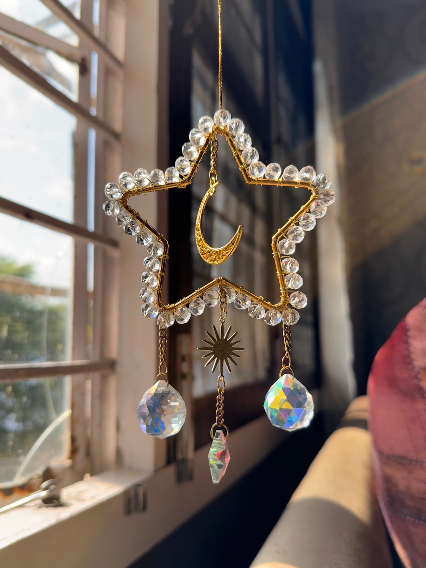 Star Crystal Suncatcher with AB Crystals | Rainbow Reflections