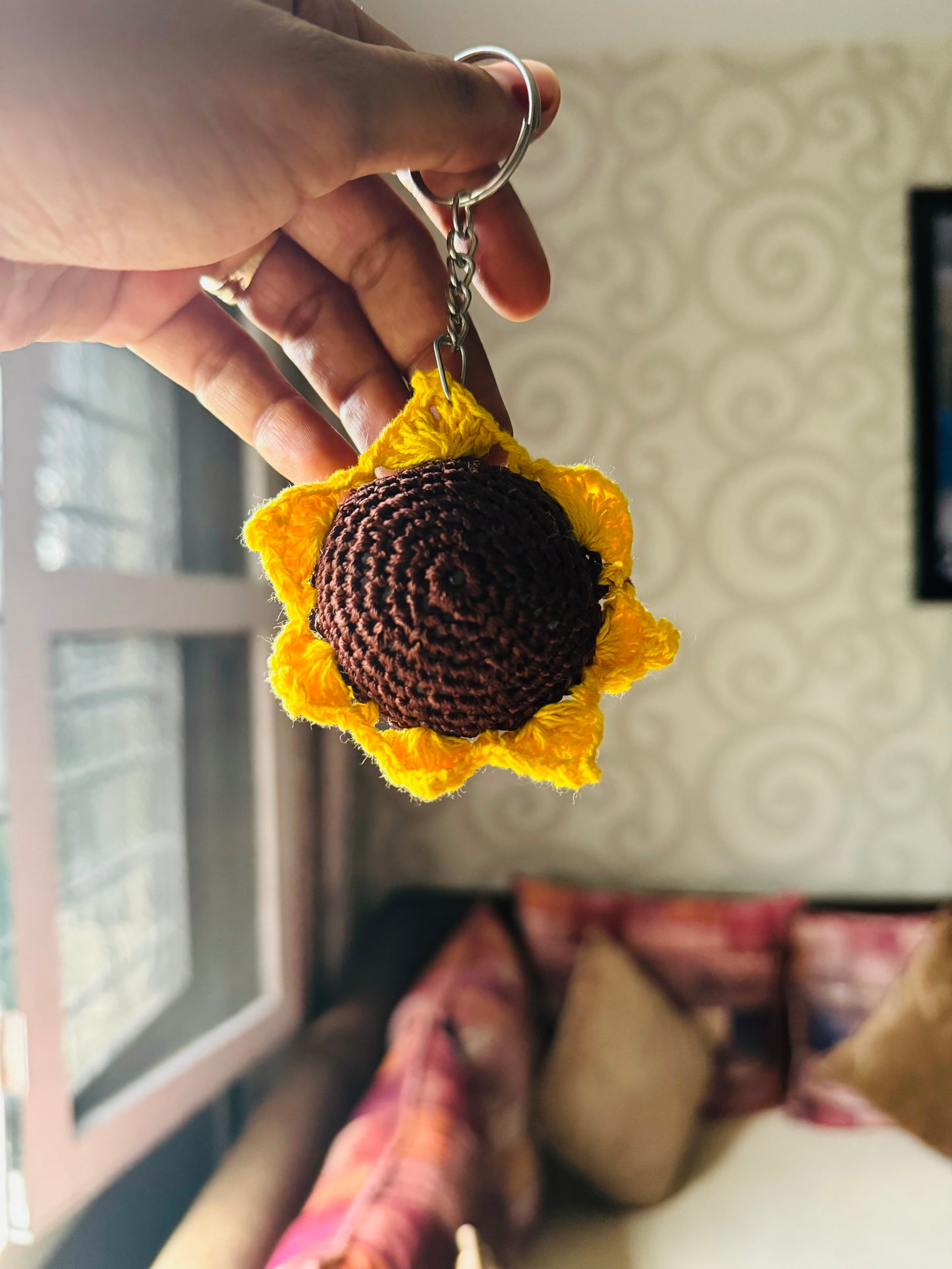 Sunflower Crochet Keychain
