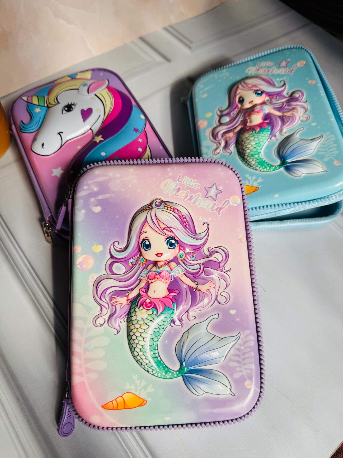Premium 3D Unicorn Pencil Pouches for Kids | Hard Shell + Glossy Finish | Unicorn, Mermaid Theme