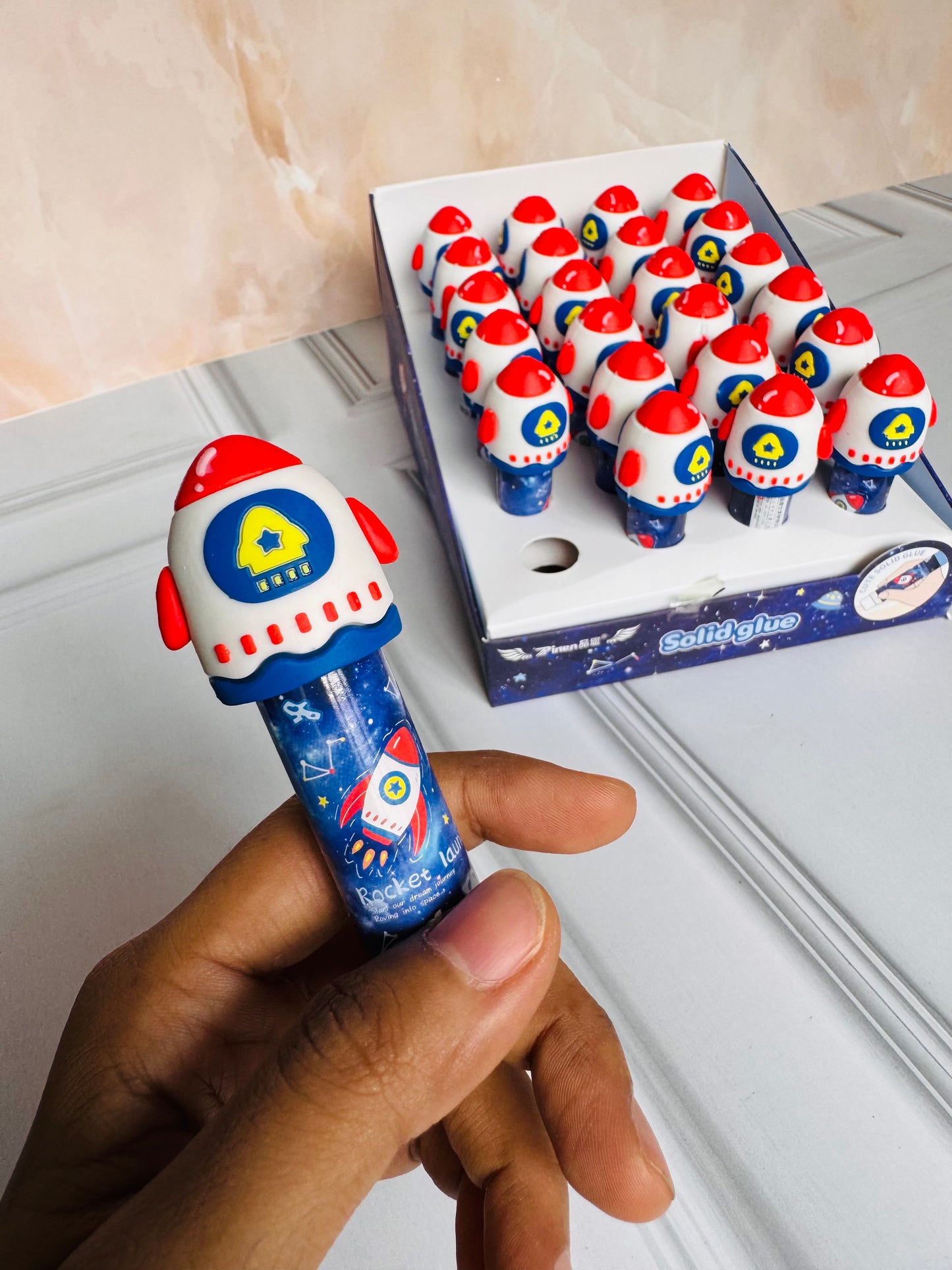 Space Rocket Theme Glue Stick | Solid Glue Sliding Stick