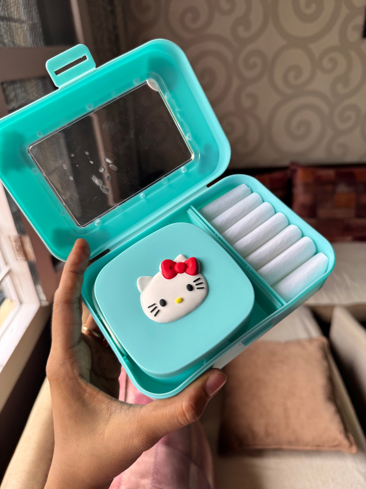 Hello Kitty Jewellery Organizer Box | Cute Travel-Friendly Accessories Storage with Mirror & Compartments