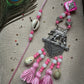 German Silver Pink Couple Rakhi and Lumba Set (Bhaiya Bhabhi Rakhi Set)