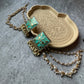 Premium Quality German Silver Teal Golden Meenakari with 3-layer Earchain Earring