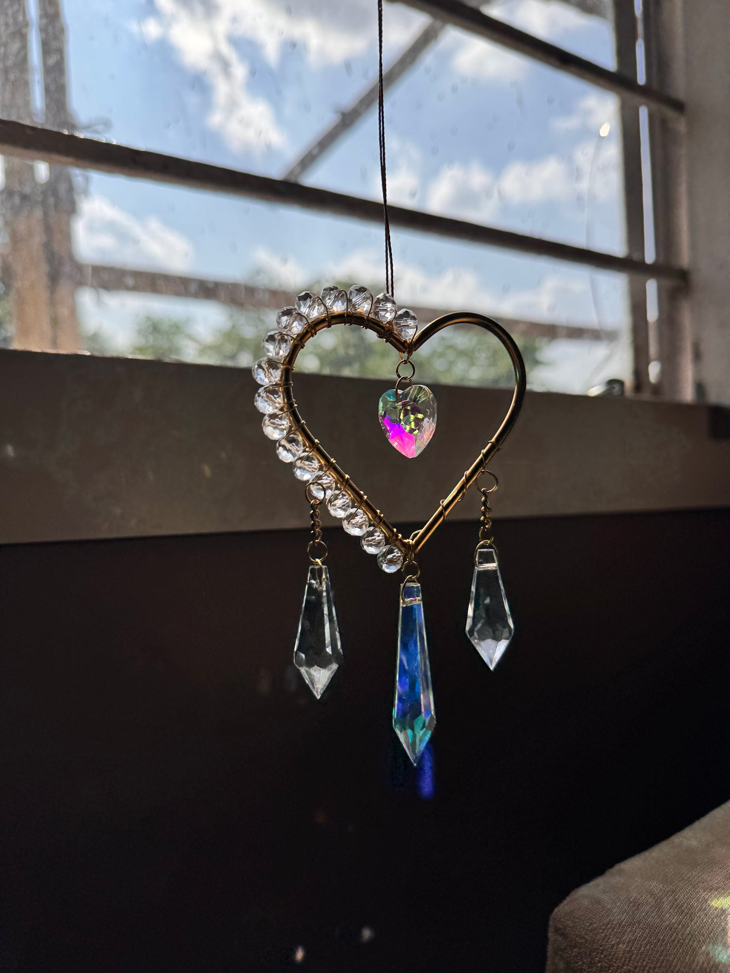 Heart Crystal Suncatcher with AB Crystals | Rainbow Reflections