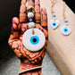 Turkish Evil Eye Amulet Car Hanging - White Round and Heart