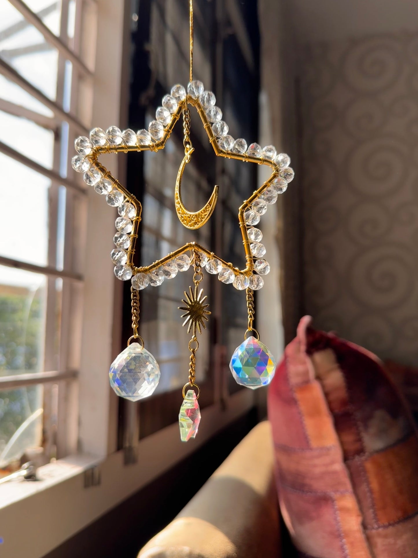 Star Crystal Suncatcher with AB Crystals | Rainbow Reflections