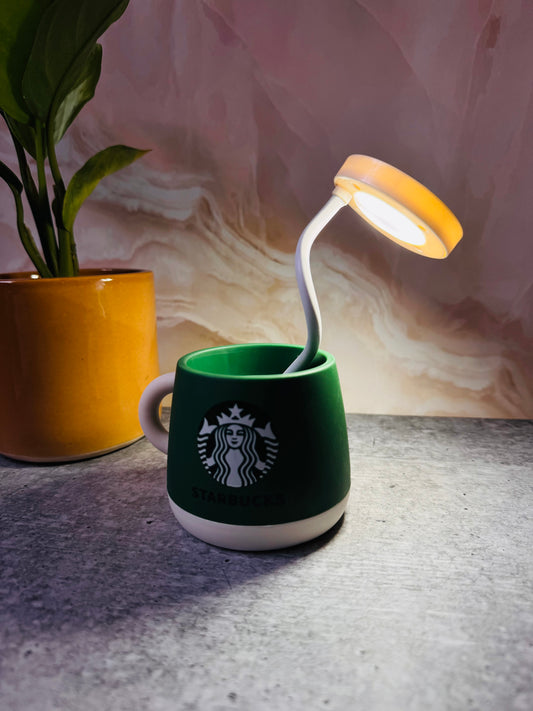 Mini Starbucks Coffee Desk Lamp | USB Rechargeable | Lamp cum Pen Stand